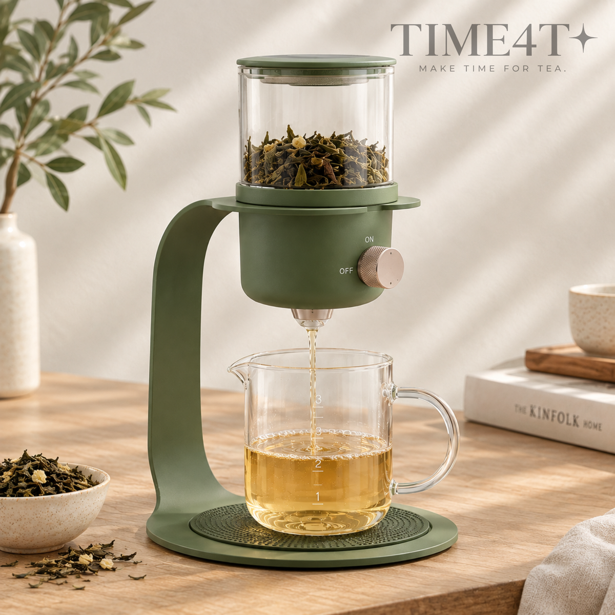TIME4T Semi-Automatic Glass Tea Brewer